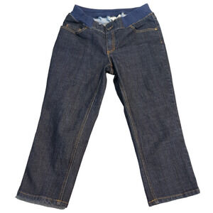 DUO MATERNITY Dark Rinse Under Belly Jean Capris Medium Pregnant